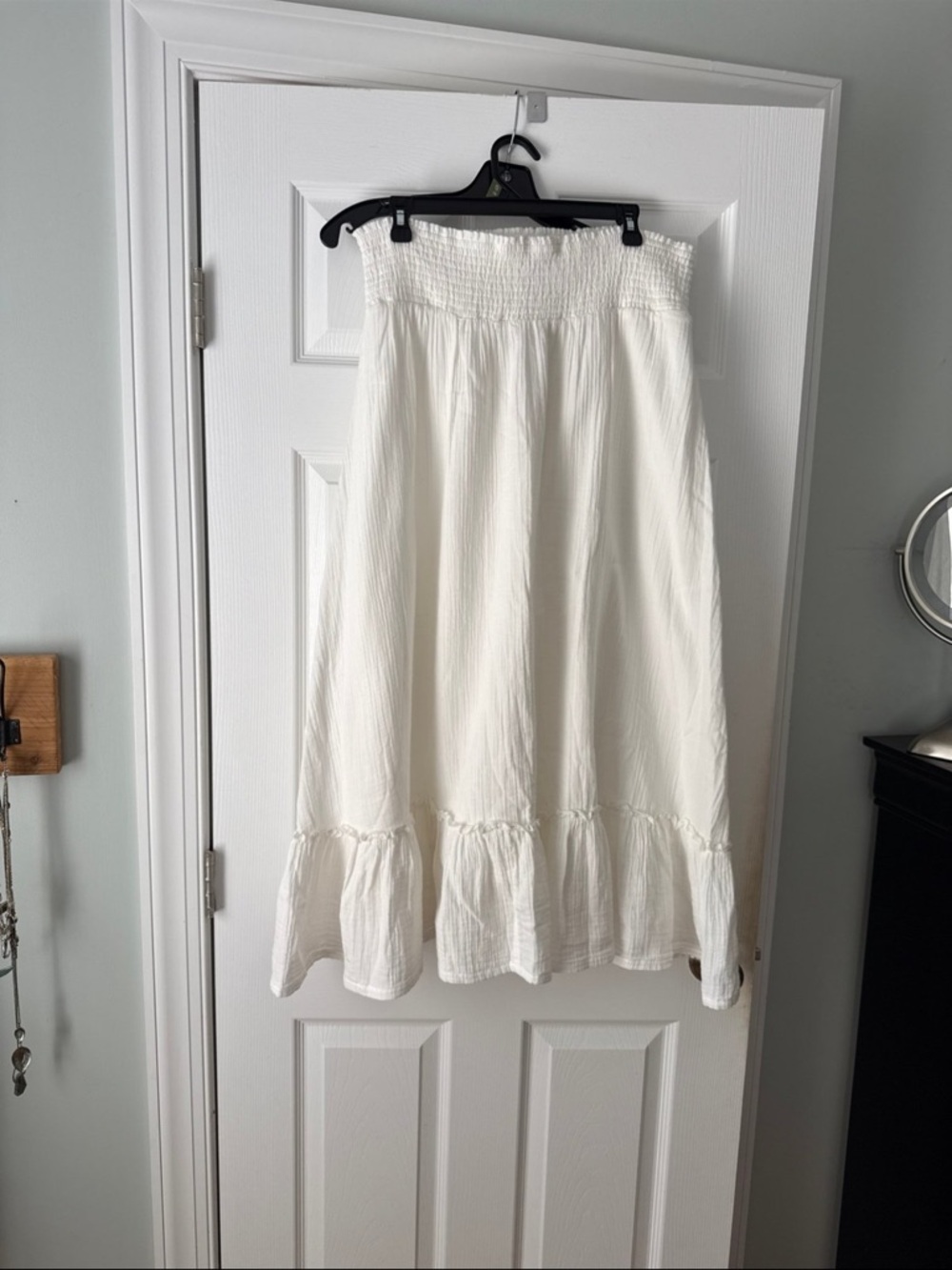 Quince White Smocked Tiered Maxi Skirt